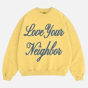NHIM Butter Yellow 'Love Your Neighbor' Graphic Crewneck Sweatshirt